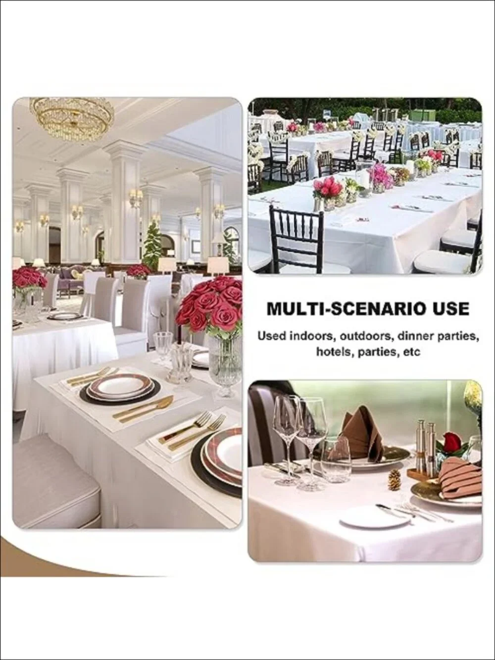 6 Pack Polyester Tablecloths 70x120 Inch for Rectangle Tables
